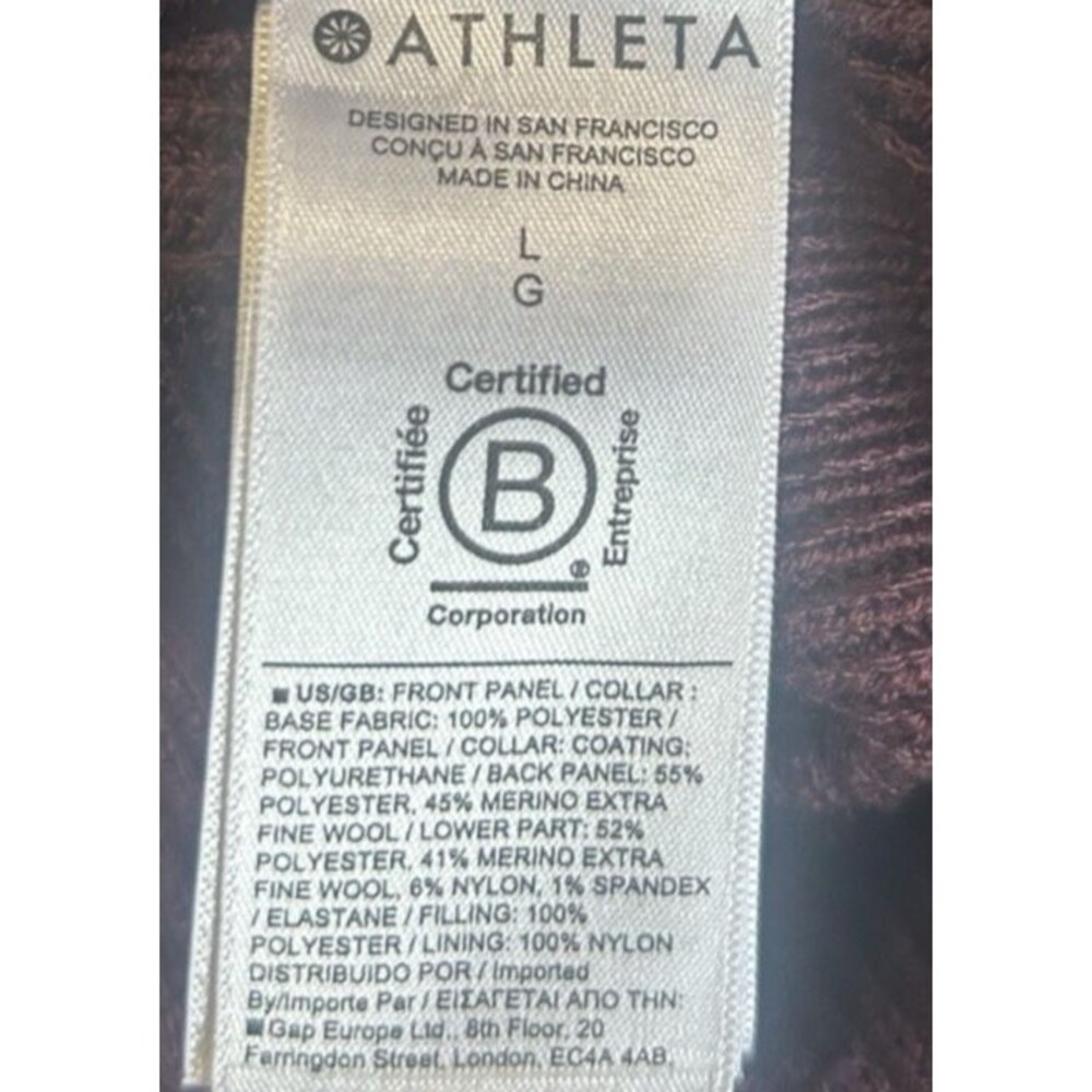 Athleta Vest Womens Sz L Burgundy Puffer Hybrid Hanover Spiced Cabernet - Picture 9 of 9